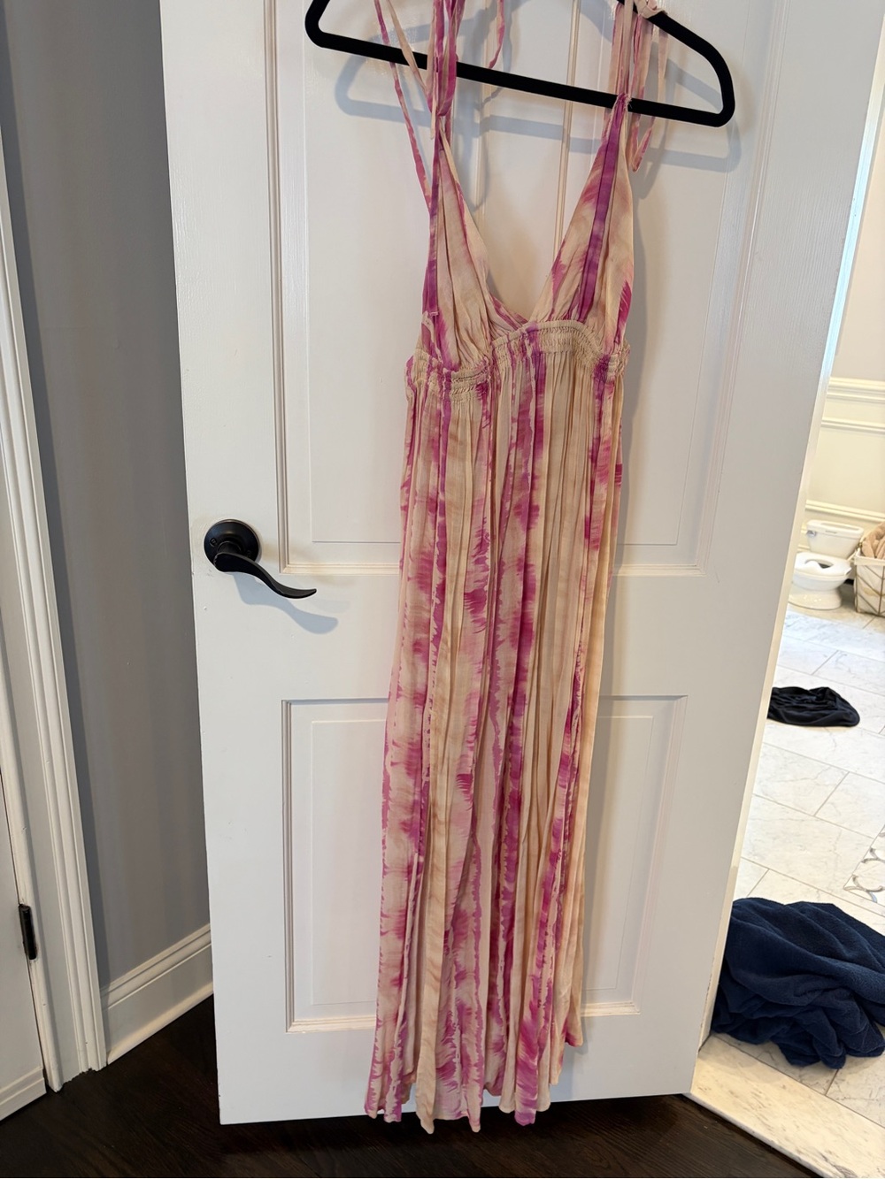 Tie-Dye Pink & Cream Maxi Sundress